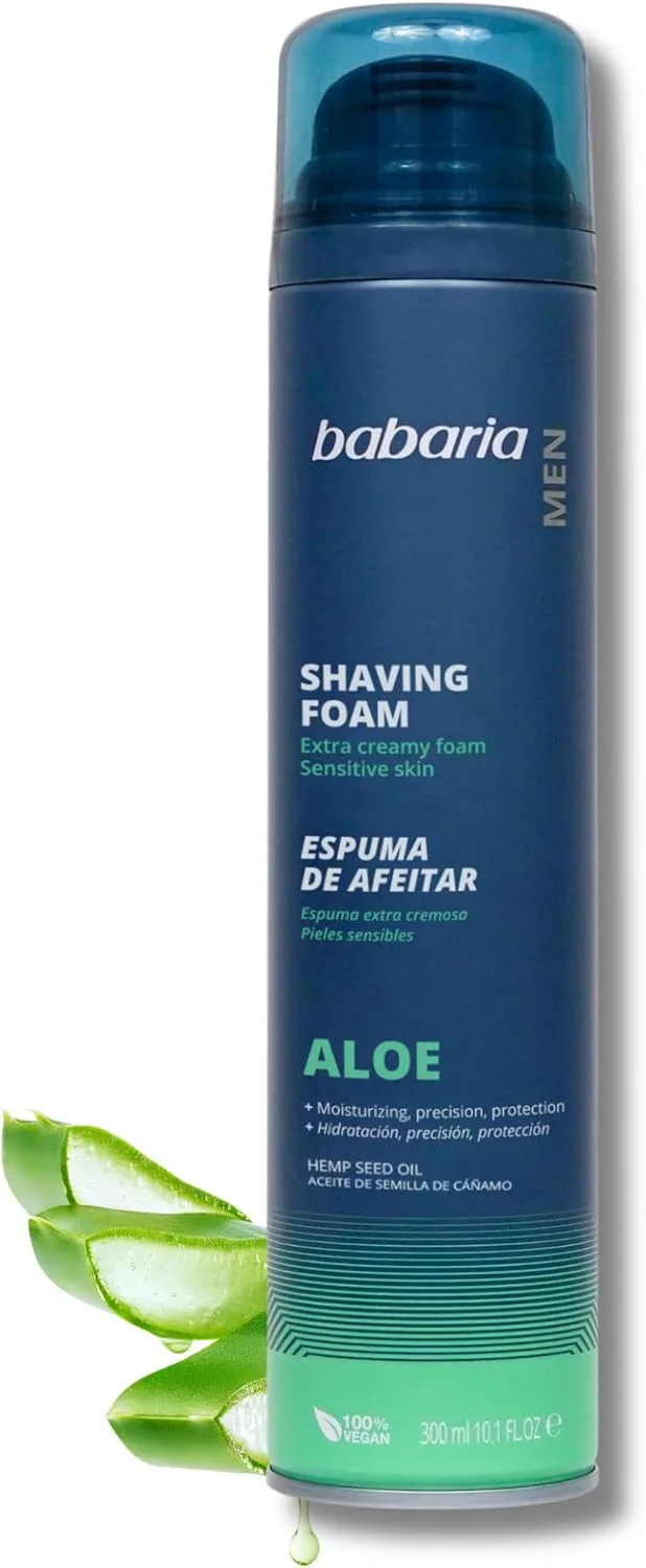 Babaria ▫️ Espuma de Barbear com Aloé - Pele Sensível - 300 Ml