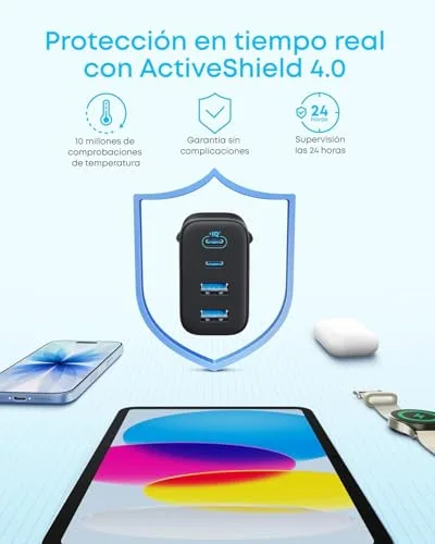 Anker ▫️ Zolo Carregador para iPhone com carregamento rápido GAN de 50 W e 4 portas – Conjunto de 2 unidades 6