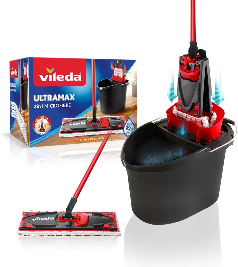 Vileda ▫️ Ultramax - Esfregona de microfibras e balde com escorredor