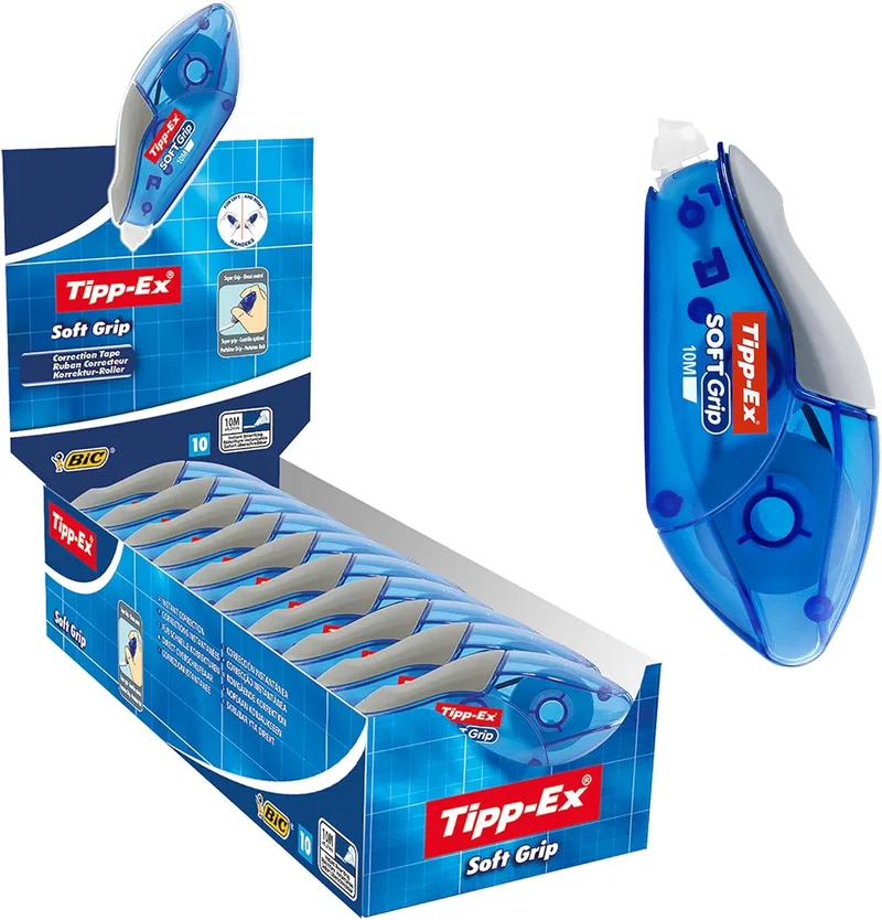 BIC ▫️ Soft Grip - Corretor líquido tipo caneta, azul, embalagem de 10 unidades