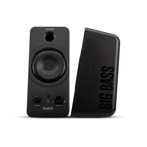 Woxter ▫️ Big Bass 95 - Altifalantes multimédia estéreo, 20 W, potentes, ligação de 3,5 mm, botões e ligações AUX e para auscultadores na parte frontal, compatíveis com PC, smartphones e consolas de jogos 3