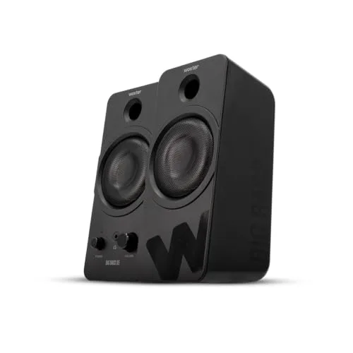 Woxter ▫️ Big Bass 95 - Altifalantes multimédia estéreo, 20 W, potentes, ligação de 3,5 mm, botões e ligações AUX e para auscultadores na parte frontal, compatíveis com PC, smartphones e consolas de jogos 4