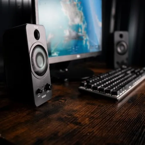 Woxter ▫️ Big Bass 95 - Altifalantes multimédia estéreo, 20 W, potentes, ligação de 3,5 mm, botões e ligações AUX e para auscultadores na parte frontal, compatíveis com PC, smartphones e consolas de jogos 5