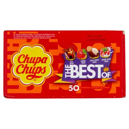 Chupa Chups ▫️ Original, rebuçados com pau em vários sabores, expositor de 50 unidades de 12 g (total: 600 g) 5