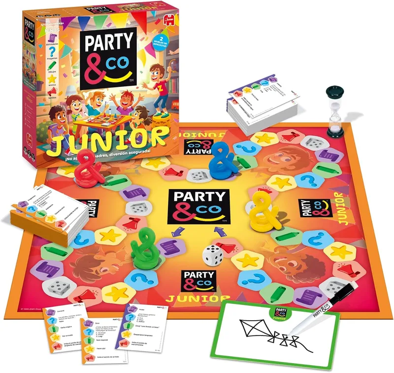PARTY & CO ▫️ . Junior - Jogos para crianças a partir dos 8 anos, jogo de tabuleiro multi-teste, jogo de tabuleiro de equipa, prendas para crianças a partir dos 8 anos,