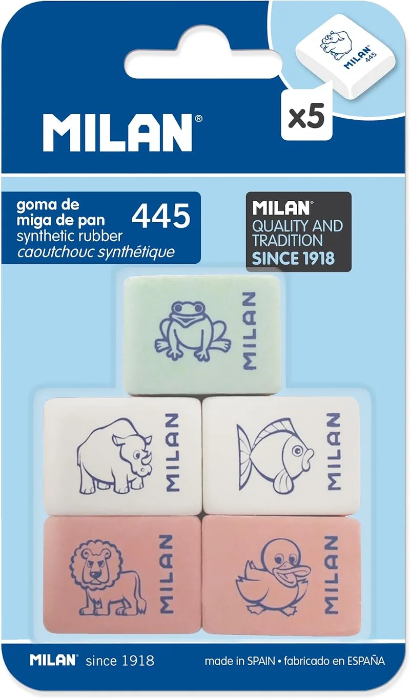 MILAN ▫️ Blister com 5 elásticos retangulares com desenhos infantis 445