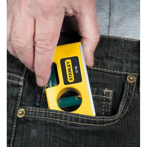STANLEY ▫️ 0-42-130 Nível de bolso, com 2 bolhas, estrutura compacta em alumínio, base magnética, precisão de 2 mm/m, largura 11,5 cm, altura 2 cm, peso 0,09 kg 5