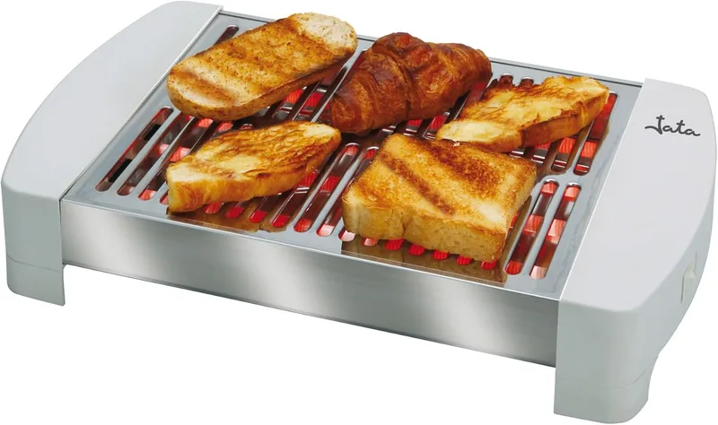 Jata ▫️ TT589 Torradeira Horizontal de Quatro Barras Branco Gabinete e grelha em aço inoxidável 4 barras de quartzo Superfície grande para torrar uniformemente com quatro barras 550 Watt