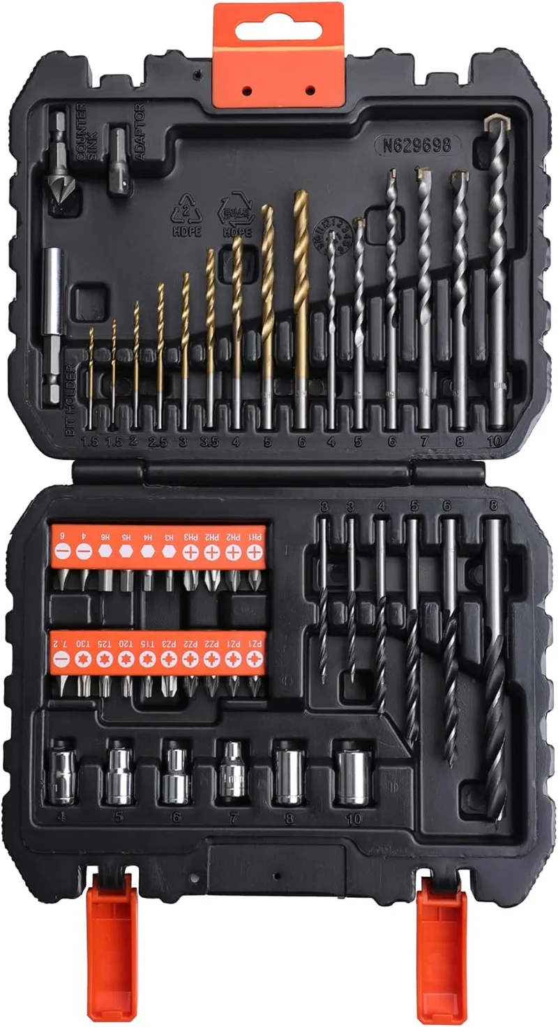 Black+Decker ▫️ Conjunto de 50 brocas e pontas de aparafusar, A7188-XJ