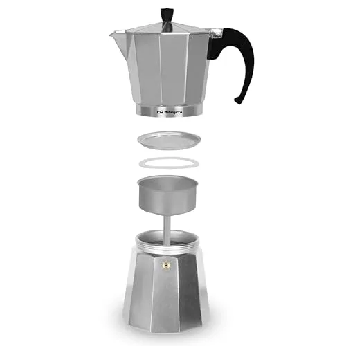 Orbegozo ▫️ KF 600, cafeteira italiana, capacidade para 6 chávenas, adequada para fogões a gás, elétricos e vitrocerâmicos, pega ergonómica, válvula de segurança, interior de fácil limpeza, cor prateada 3