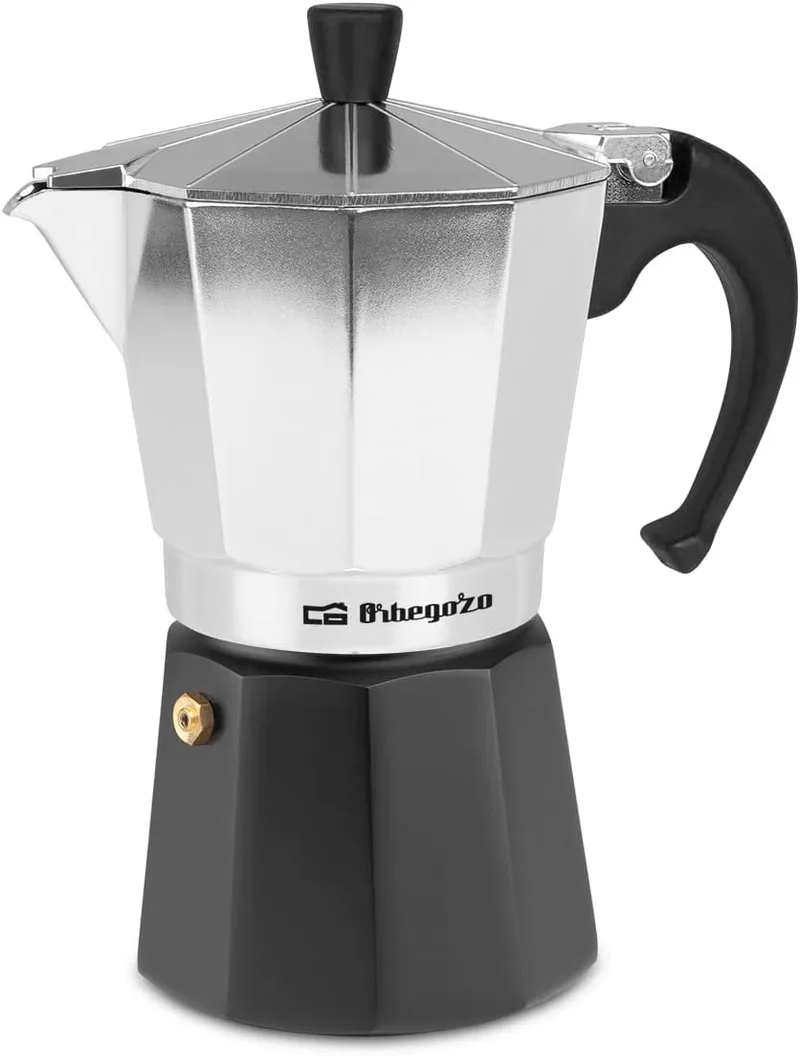 Orbegozo ▫️ KFM 630, máquina de café italiana, 6 chávenas, pega ergonómica, adequada para fogões a gás, eléctricos e vitrocerâmicos, alumínio, válvula de segurança