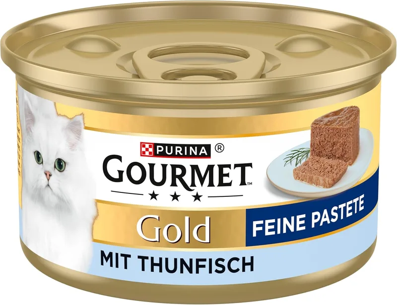 Gourmet ▫️ Purina Gold - Fine Cat Pasta, alimento húmido (12 latas de 85 g)