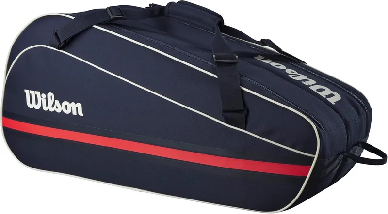Wilson ▫️ Team, com um bolso espaçoso para acessórios e uma alça ajustável, oferece proteção total para as raquetes