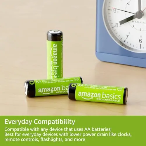 Amazon Basics ▫️ embalagem com 16 pilhas AA NiMH recarregáveis, 2000 mAh, 1,2 V, recarregáveis até 1000 vezes, pré-carregadas 3
