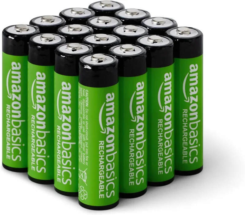 Amazon Basics ▫️ embalagem com 16 pilhas AA NiMH recarregáveis, 2000 mAh, 1,2 V, recarregáveis até 1000 vezes, pré-carregadas