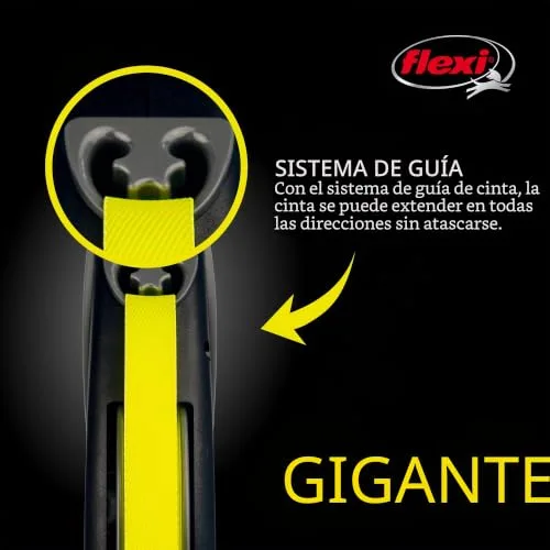 FLEXI ▫️ USA - Trela retrátil Gigante Neon para cães (fita), ergonómica, resistente e que não se enrola, para cães até 50 kg, 7 metros, tamanho grande, cor preta 4