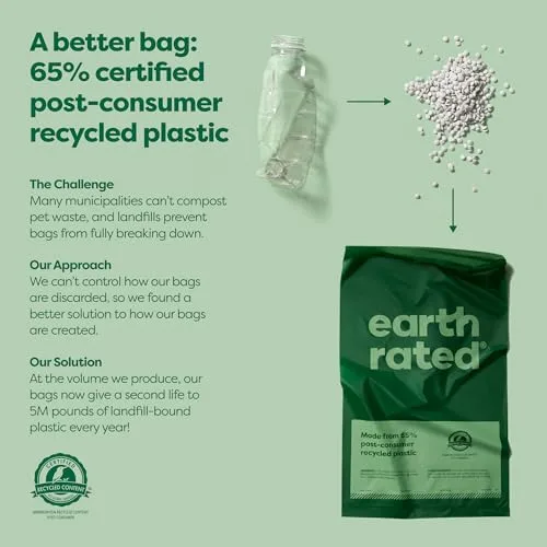Earth Rated ▫️ Sacos para fezes de cão à prova de fugas e extra-grossos, perfeitos para jardins. Um único rolo grande «Grab and Go», com aroma a lavanda, 300 unidades 2