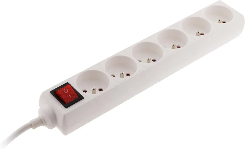 Zenitech ▫️ Bloco de 6 tomadas 16A 2P+T com interrutor - Branco - Bloco de tomadas compacto para aparelhos eléctricos e lâmpadas - Segurança para crianças - Cabo HO5VV-F 3G1 mm² - Comprimento 1 m - Certificado NF