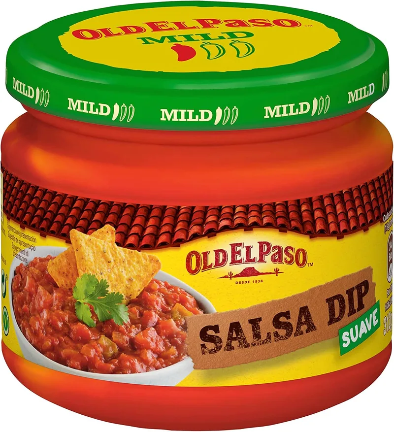 Old El Paso ▫️ Molho de Tomate para Mergulhar, Picante Suave, Pronto a Servir com Nachos, 1 Frasco, 340 g