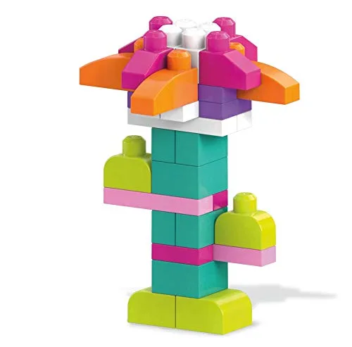 Mega Bloks ▫️ First Builders Saco Grande com 80 blocos, Rosa 4