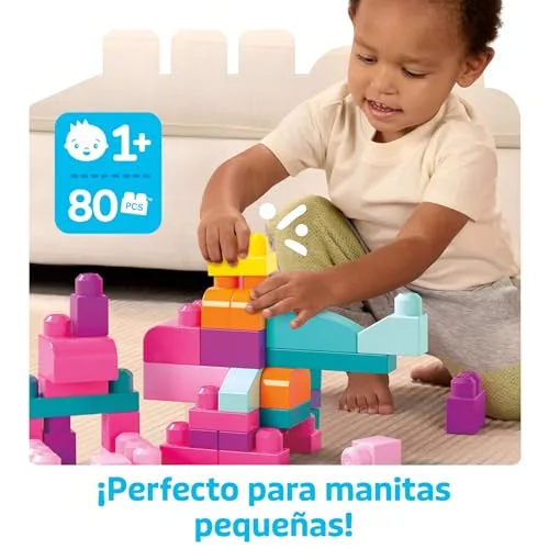 Mega Bloks ▫️ First Builders Saco Grande com 80 blocos, Rosa 5