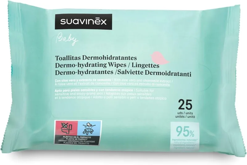 SUAVINEX ▫️ Embalagem com 25 toalhitas húmidas dermohidratantes, bebés a partir dos 0 meses