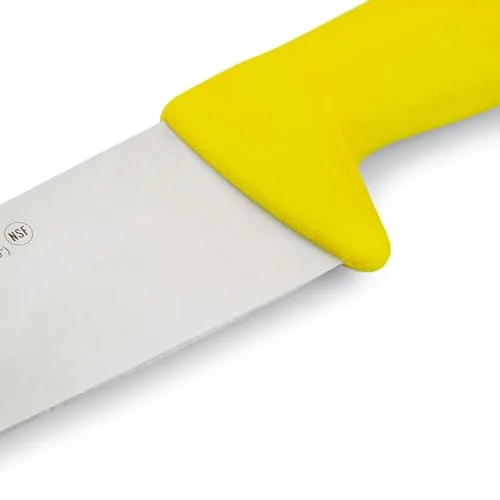 Arcos ▫️ Faca de açougueiro com lâmina em aço inoxidável de 250 mm. Faca de cozinha profissional para cortar carne, peixe e legumes. Cabo ergonómico em polioximetileno. Série 2900. Cor amarela. 4