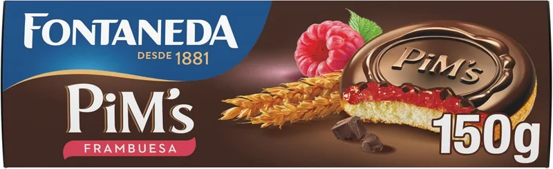 Fontaneda ▫️ LU Pim's Pim's Recheados de Framboesa com Cobertura de Chocolate Preto, Deliciosos para Lanches, 150g