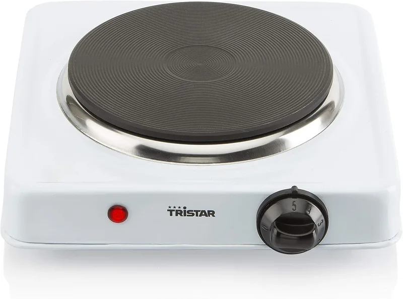 Tristar ▫️ Fogão Elétrico 1000 W, 15 cm, 5 níveis de temperatura, base antiderrapante, estrutura resistente ao calor, portátil, fácil de utilizar, ideal para cozinhas pequenas e acampamentos, KP-6185