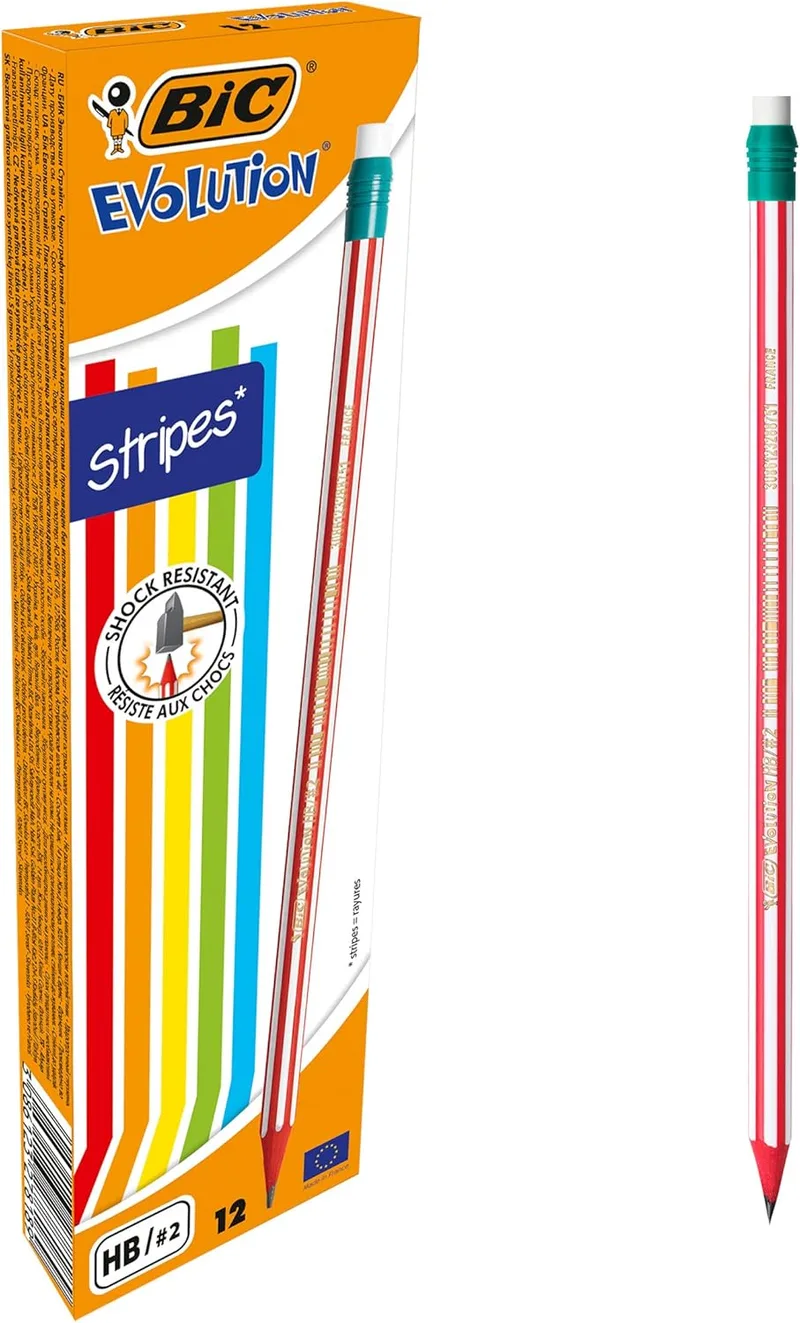 BIC ▫️ Evolution Pencil 646 HB com borracha, 12 unidades.