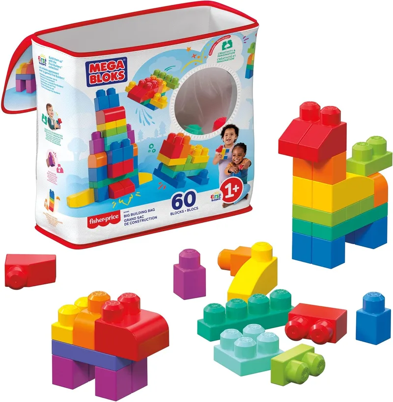 MEGA BLOKS ▫️ First Builders Saco Grande de Blocos Azuis