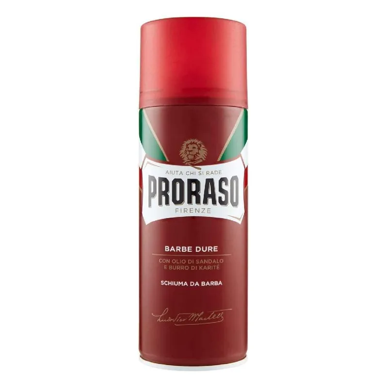 Proraso ▫️ Espuma de barbear com sândalo e manteiga de karité para barbas duras - 300 ml. 380 g