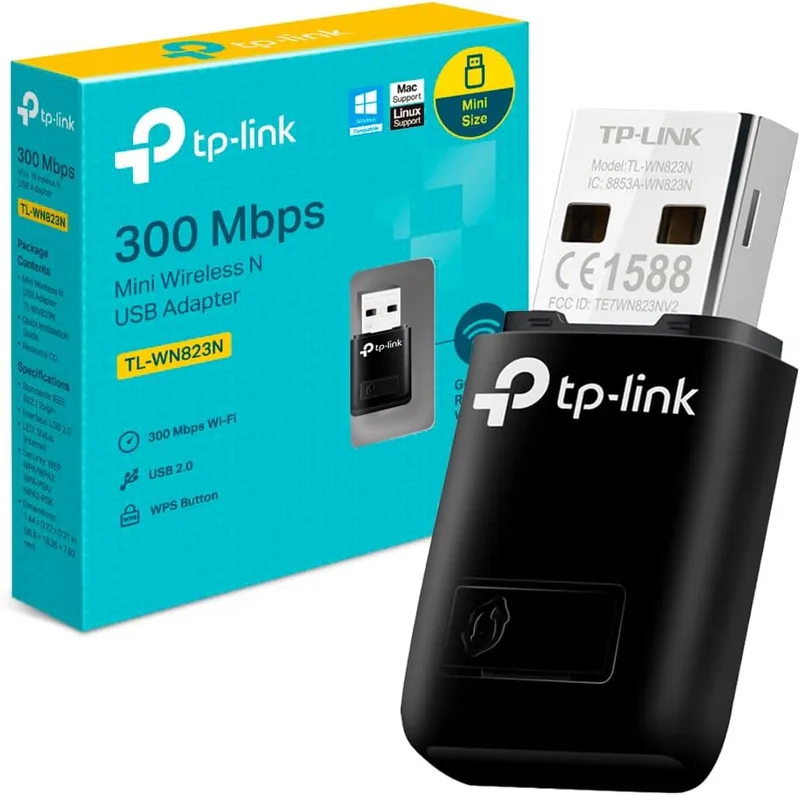 TP-Link ▫️ TL-WN823N - Adaptador Wi-Fi USB, N300, 300 Mbps, Nano, para PC