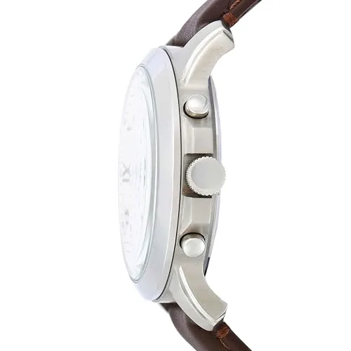 Fossil ▫️ Relógio Grant para homem, movimento cronógrafo de quartzo com bracelete em pele e aço inoxidável 3