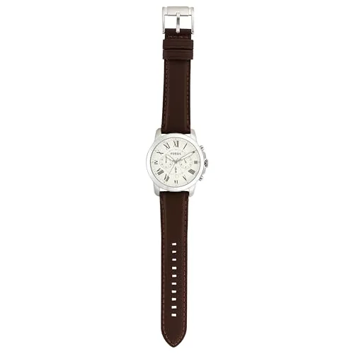 Fossil ▫️ Relógio Grant para homem, movimento cronógrafo de quartzo com bracelete em pele e aço inoxidável 6