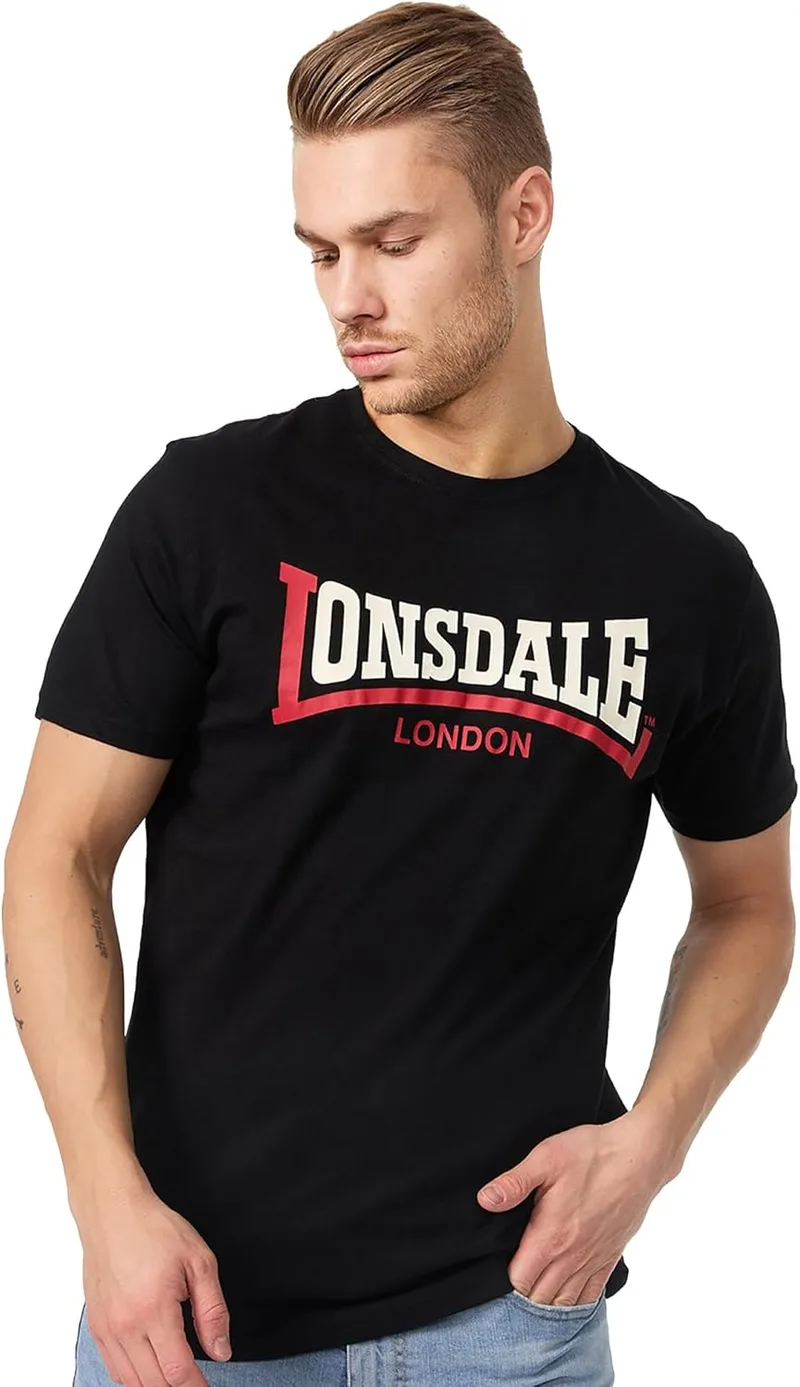 Lonsdale ▫️ Camisola London Two Tone para homem, preta, corte regular