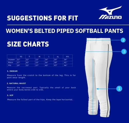 Mizuno ▫️ Calças de softbol com cinto para mulheres adultas 6