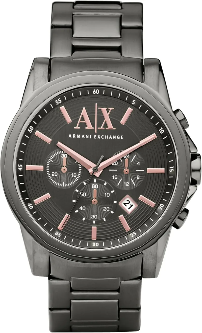 Relógio de pulso Armani Exchange para homem, movimento cronógrafo de quartzo, caixa de 45 mm com bracelete em aço inoxidável