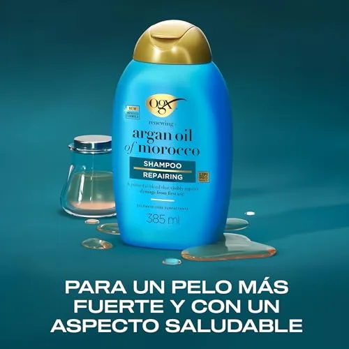 OGX ▫️ Renewing + Argan Oil of Morocco Shampoo (385 ml), champô reparador com óleo de argão de Marrocos, champô para cabelo seco, com tensioativos sem sulfatos 3