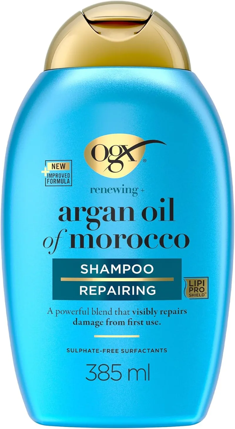OGX ▫️ Renewing + Argan Oil of Morocco Shampoo (385 ml), champô reparador com óleo de argão de Marrocos, champô para cabelo seco, com tensioativos sem sulfatos