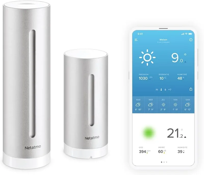Netatmo ▫️ Estação Meteorológica Sem Fios para Interior e Exterior com Wi-Fi, Compatível com Alexa e Apple HomeKit, NWS01-EC, Prateado, 105 x 45 x 45 cm