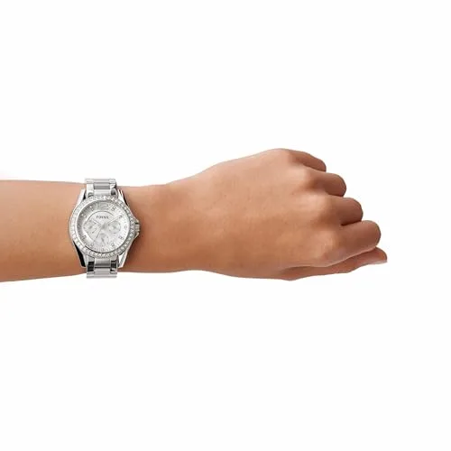 Fossil ▫️ Relógio Riley para mulher, mecanismo de cronógrafo com bracelete em aço ou pele 2
