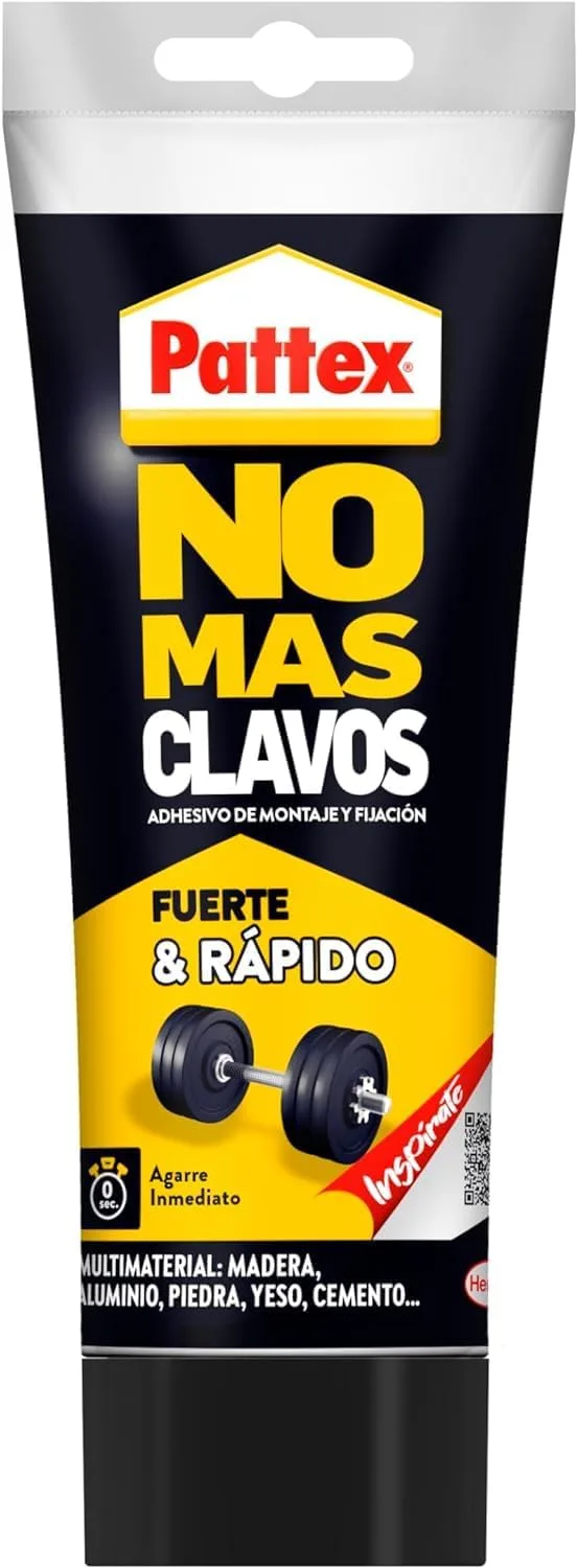 Pattex ▫️ No More Nails Original, adesivo de montagem forte, cola forte para madeira, metal e muito mais, adesivo instantâneo para bricolage e tarefas de bricolage, 1 tubo x 250 g