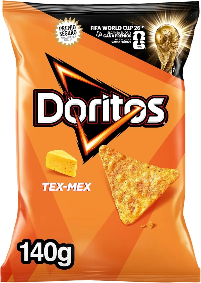 Doritos ▫️ Tex Mex, Nachos com sabor a queijo, Snack Produto, saco individual, 140g