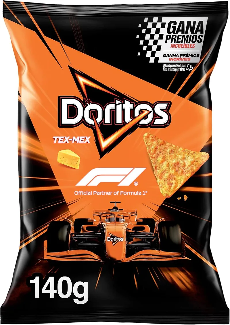 Doritos ▫️ Tex Mex, Nachos com sabor a queijo, Produto de aperitivo, embalagem individual, 140 g