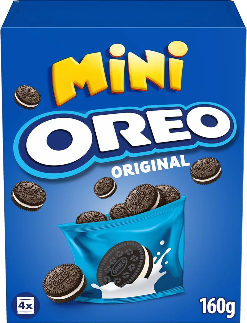 Oreo ▫️ Mini Cocoa Crackers com recheio de creme de baunilha, as suas bolachas clássicas em versão mini, caixa de 12 x 160g