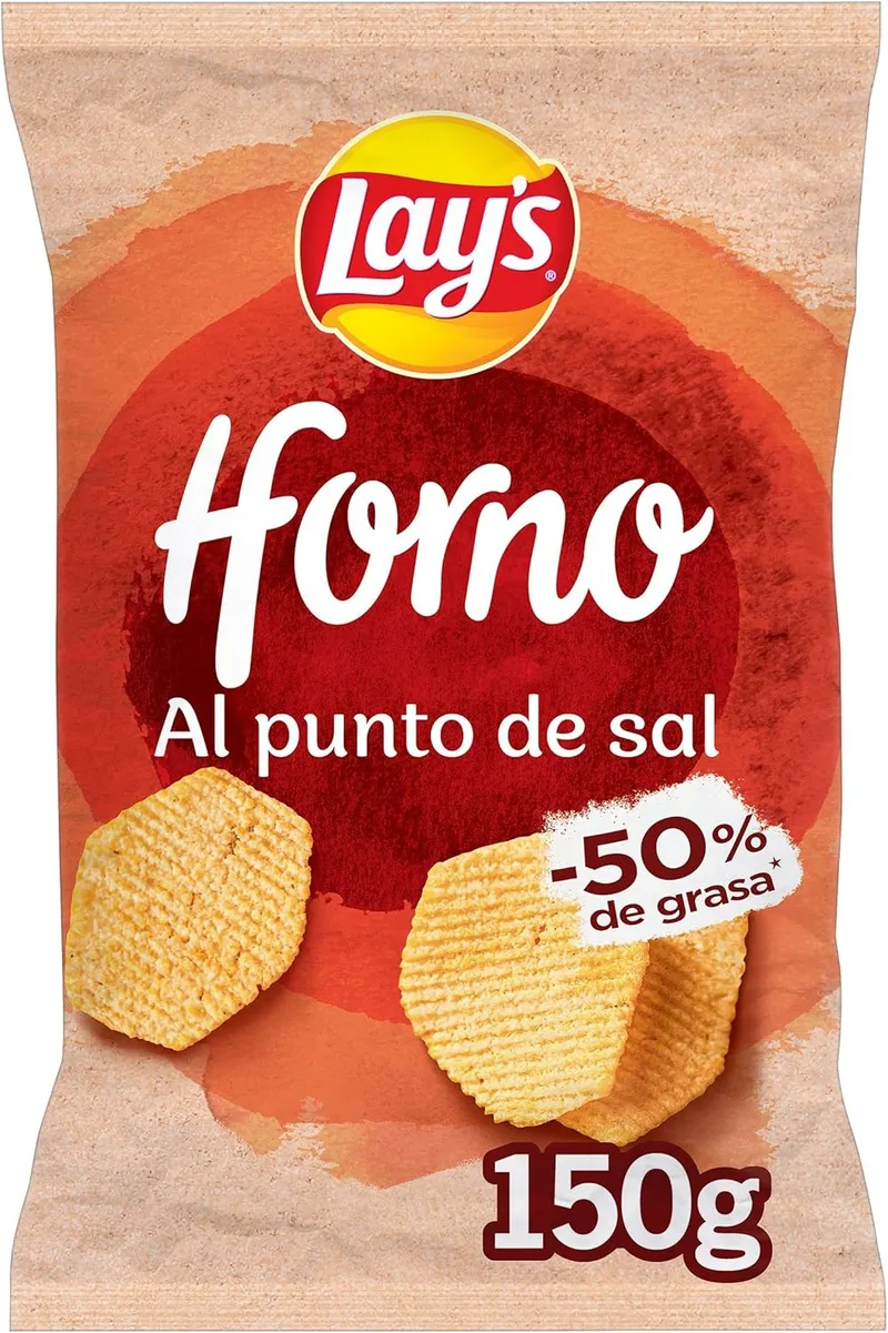 Lay's ▫️ Horno, Batatas assadas no forno com o ponto certo de sal e menos gordura, Produto de aperitivo, embalagem individual, 150 g