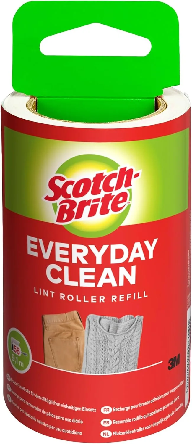 Scotch-Brite ▫️ Everyday Clean Everyday Lint Roller recarga de 56 lâminas - Funciona muito bem em pêlos de animais, roupas, móveis e muito mais