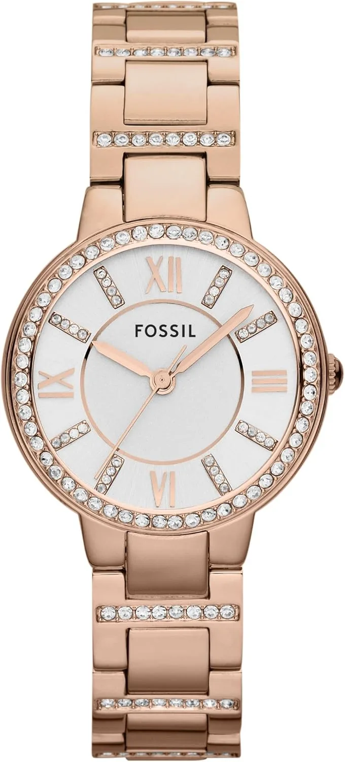 Fossil Virginia Women's Watch, Movimento de Quartzo a Três Mãos com Bracelete em Aço Inoxidável