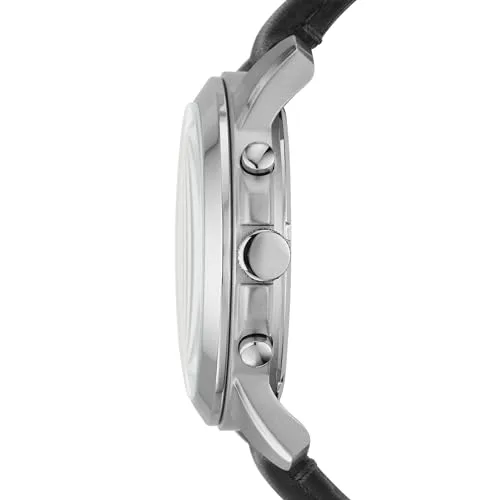 Fossil ▫️ Relógio Grant para homem, movimento cronógrafo de quartzo com bracelete em pele e aço inoxidável 3